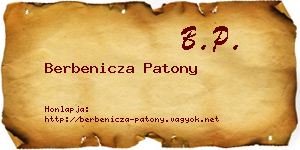 Berbenicza Patony névjegykártya